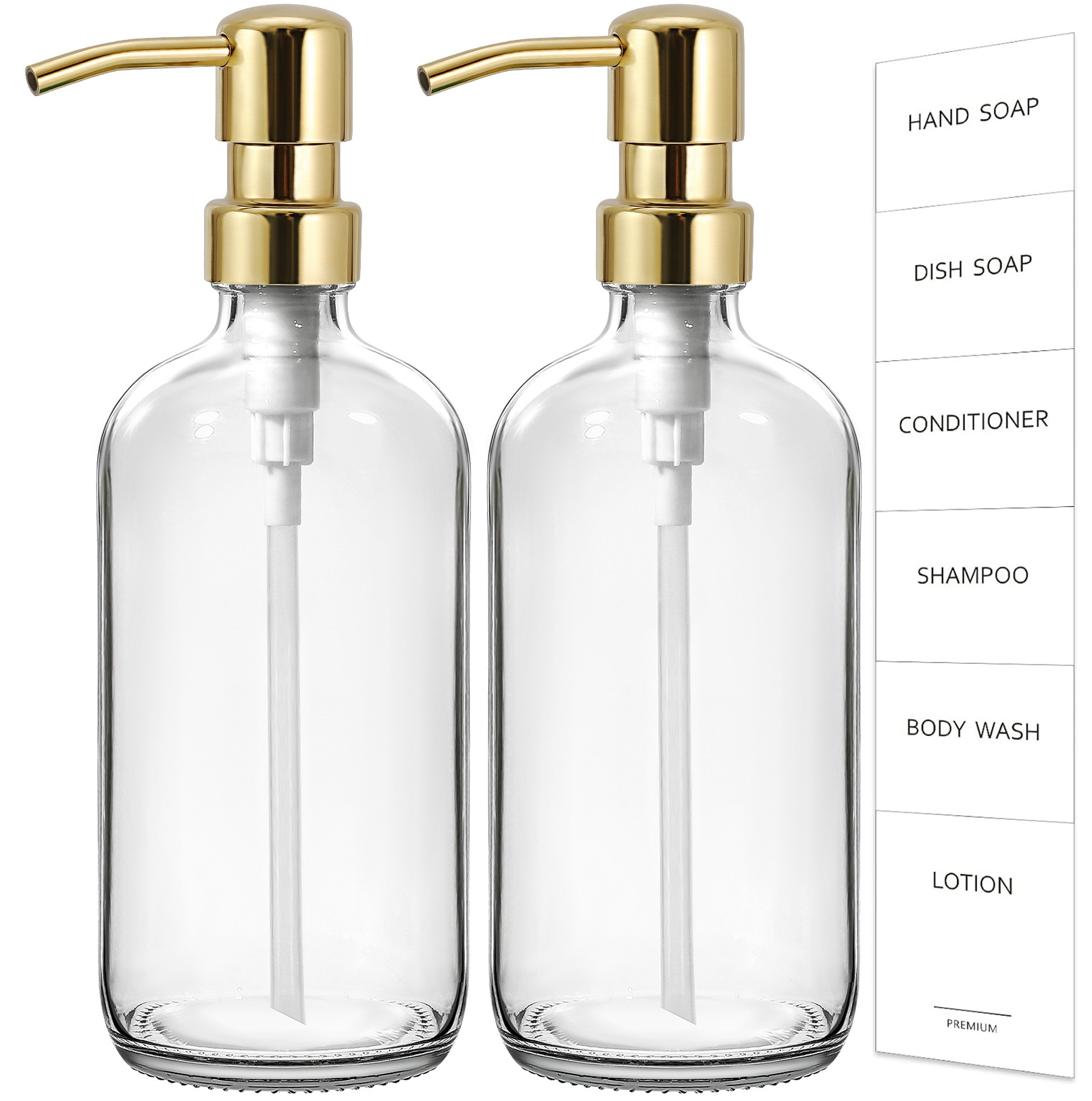 GMISUN Gold Soap Dispenser, 2 Pack Clear